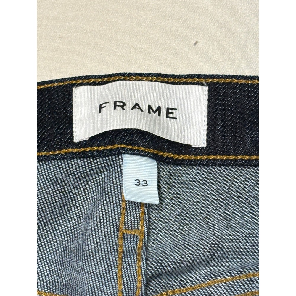 FRAME L Homme Slim Jeans Mens 33 x 28 Blue Slim Straight Stretch Denim Dark Wash - Picture 3 of 11